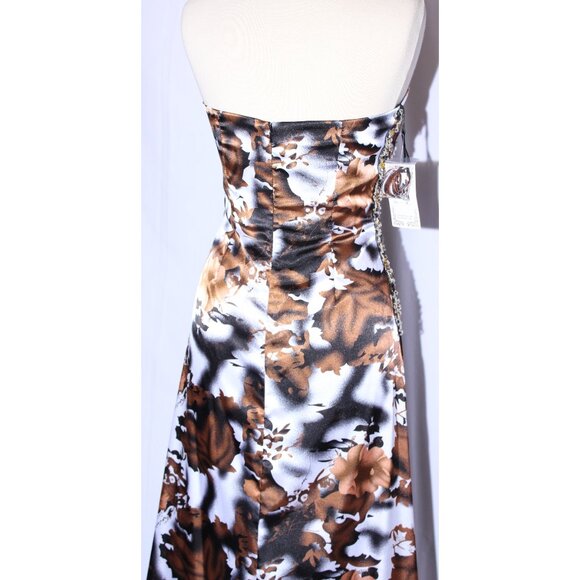 Neblon #5858 Camo-Like Print Satin Prom Gown-Size S-Brown Camp Print-NEW W/Tags - Picture 5 of 7